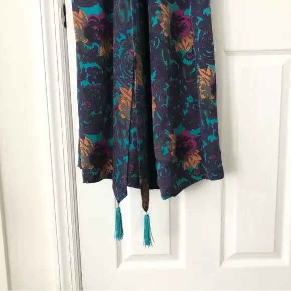 Victoria's Secret Vintage Gold Label Long Robe Tassel Tie Jacquard Trim Medium - Picture 4 of 13